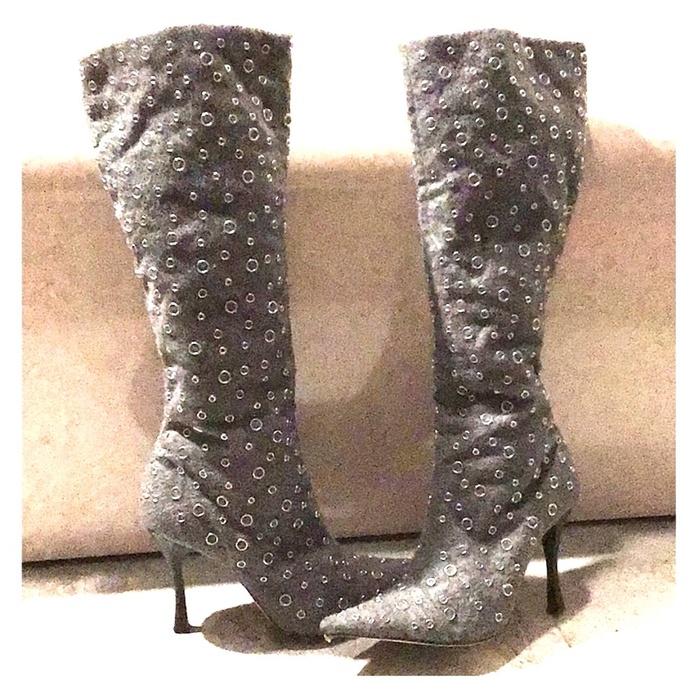 Hype “Jackie” Gray Flannel Tall Boots 6.5
